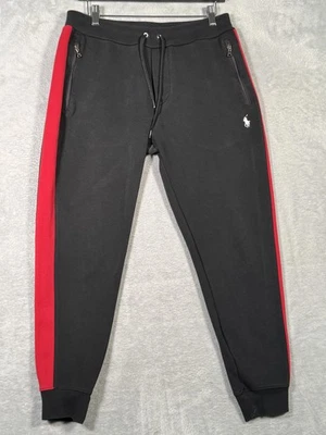 Pantalones deportivos Polo Ralph Lauren para hombre pequeños negros rojos a rayas bolsillos con cremallera Foto 1 de 4