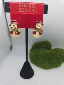 Pendientes Muñeco de Nieve Vacaciones Esmalte Edgar Berebi De Colección - Imagen 1 de 5