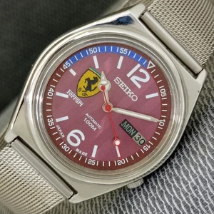 VINTAGE SEIKO AUTOMATIC 7005A JAPAN MENS FERRARI DIAL WATCH a2071-U - Picture 1 of 10