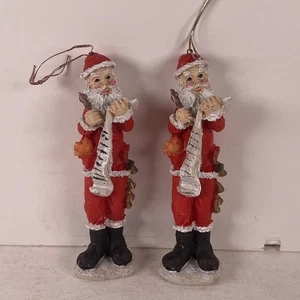 2er Set Harz alter Weihnachtsmann dünner Weihnachtsmann St. Nick Ornament 5,5" Vintage - Bild 1 von 4