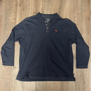 Polo uomo TOMMY BAHAMA Island Zone Supima cotone blu navy manica lunga taglia XXL - Foto 1 di 8