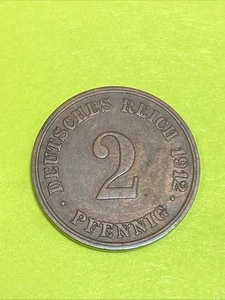 1912 G Germany Empire 2 Pfennig Coin - Picture 1 of 2