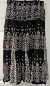 Choices Long Black & White Boho Maxi Skirt Size Medium 100% Cotton - Picture 1 of 3