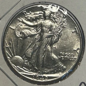 1942 Walking Liberty Half Dollar Coin Cleaned - Picture 1 of 2