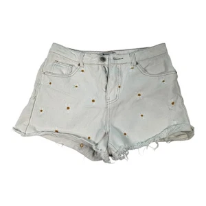 Sechsundsechzig LA Denim Shorts Gänseblümchen bestickt ausgefranster Saum lässig süß Größe 11 - Bild 1 von 8