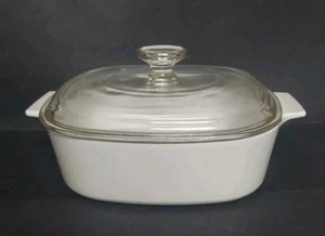 Corning Ware 2-Liter Square White Casserole Dish A-2-B With Pyrex Lid - Picture 1 of 8