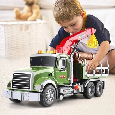Camion Giocattolo con Tronchi Legno e Gru Veicolo Gioco per Bambini Idea Regalo - Immagine 1 di 4