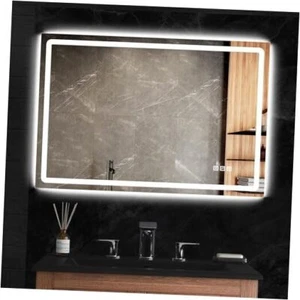 48 x 32 inch Led Bathroom Mirror with Frontlit and Backlit,Dimmable Vanity - Picture 1 of 8