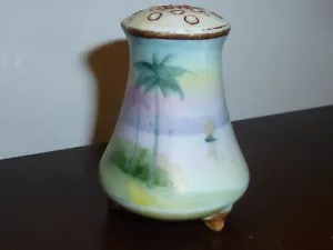 Nippon hand painted porcelain single footed shaker - Palm Trees - Picture 1 of 5