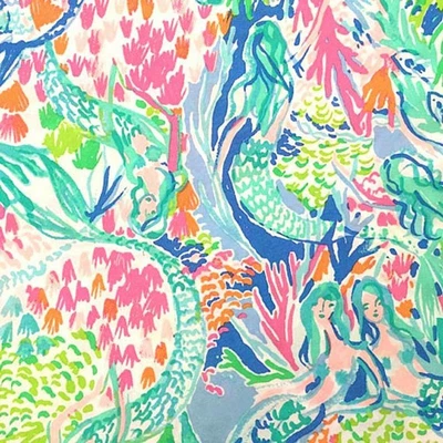 Lilly Pulitzer fabric Mermaids Cove organic cotton poplin 1/2 yard. 18X 54 inch - Image 1 of 3