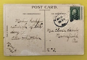 U.S. US USA PPC Picture Birthday Greetings Post Card Washington Perf error - Picture 1 of 2