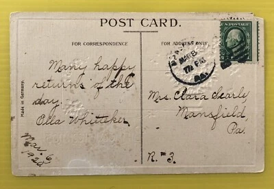 U.S. US USA PPC Picture Birthday Greetings Post Card  Washington Perf error  - Image 1 of 2