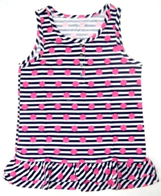 Arizona Girls Ruffled Hem Tank Top Shirt  NWT  L 10/12 or  XL 14/16   Navy White - Image 1 of 3