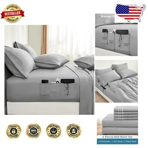 Ultimate Comfort 6-Piece King Sheet Set - Machine Washable with Elegant Design - Picture 1 of 8