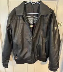 Giacca Pelle A.C. Made In Italy Uomo Taglia Large Nera Pit To Pit 24” X L-27”&&& - Foto 1 di 2