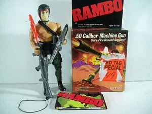 K24i9407 RAMBO 100% COMPLETE W/ .50 CALIBER GUN SEALED BOX VINTAGE 1985 COLECO - Picture 1 of 18