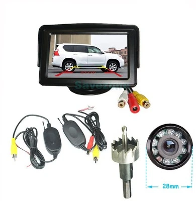 9 LED Night Vision Wireless Reverse Camera + 4.3" LCD Monitor Car Rear View Kit - Image 1 of 4