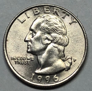 1996-P Washington Quarter Die Crack error and doubling in 1996 - Picture 1 of 9