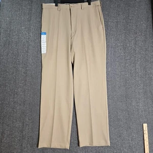 NWT Haggar Cool 18 Pro Dress Pant Men's 36x32 Khaki Golf Classic Fit Stretch - Picture 1 of 8