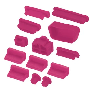 65pcs Laptop Port Duct Cover 13 Types Plugs Caps USB/VGA/Audio Jack/SD, Rose Red - Afbeelding 1 van 7