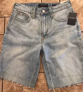 NWT Womens Size 0/25 Lucky Brand High Rise Bermuda Denim Shorts Distressed - Picture 1 of 2