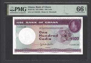 Ghana 100 Cedi ND(1965) P9a Uncirculated Graded 66 - Picture 1 of 2