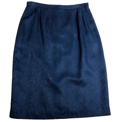 Womens Silk Skirt Sz 10 Blue Classic Fit Back Zipper Lined Knee Length - Image 1 of 4