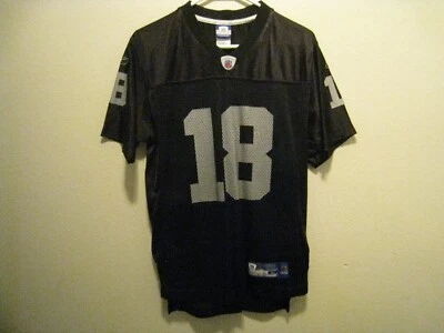 Camiseta deportiva Reebok Oakland Raiders #18 RANDY MOSS negra juvenil grande 14-16 - Las Vegas Foto 1 de 4