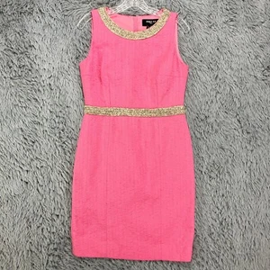 Paule Ka Sheath Dress Women's EU 40 US 10 Pink Textured Jute Accent Resort - Picture 1 of 14