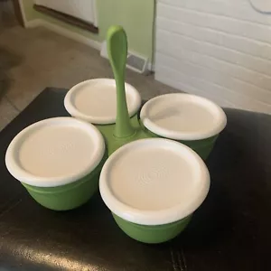 Tupperware Essentials Condiment Caddy Blossom 4 Cup Dip Snack Server Green - Picture 1 of 3