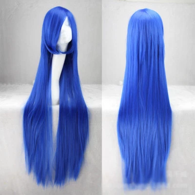 Super Long 100CM Full Wigs Cosplay Costume Halloween Hair Anime Wavy Straight - Image 1 of 2
