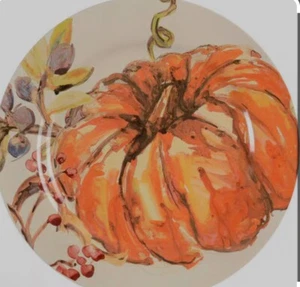 Pottery Barn Harvest Pumpkin Watercolor Salad Plates, Set of 4-New in Box - Picture 1 of 1