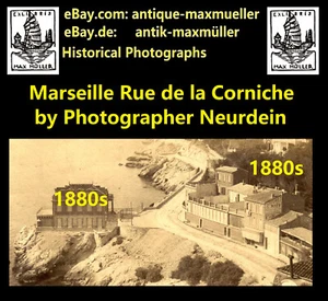 Francia Marsella Rue Corniche Albumen Photo 1880s by Photographer Neurdein - Imagen 1 de 3