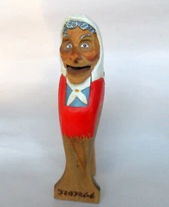 Vintage 1970s Norway 7.5" tall Carved Wood Hand Held Nutcracker Mor - Mother - Picture 1 of 9