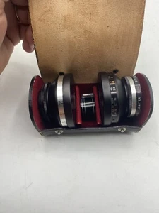 Vintage Lentar Telephoto & Wide Angle Lens Kit w Original Leather Case - Picture 1 of 11