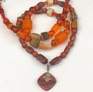 OOAK Unisex Bohemian Multi Natural Stone Necklace Mala Long Pendant Vintage Bead - Picture 1 of 22