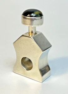 1970' Taxco Mexico Modernist Design 925 Silver Perfume Bottle Hawk's Eye Stopper - Picture 1 of 10