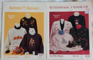 Sue Hillis Design Lot of 2 Cross Stitch Pattern Autumn Harvest Christmas Classic - Picture 1 of 6