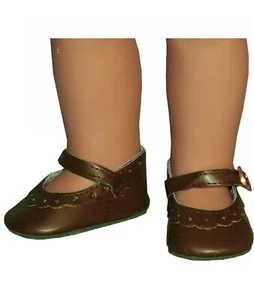 Dunkelbraune Mary Janes elegante Schuhe passen 18" American Girl Größe Puppe - Bild 1 von 3