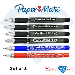 6er Set Paper Mate Tinte Joy Gel Stifte 0,5 mm feine Spitze Neu im Karton blau/schwarz/rot - Bild 1 von 1