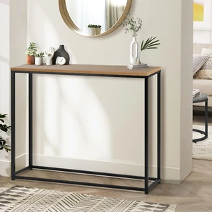 Console Table Hallway Table with Metal Frame Black and Wood - Picture 1 of 12