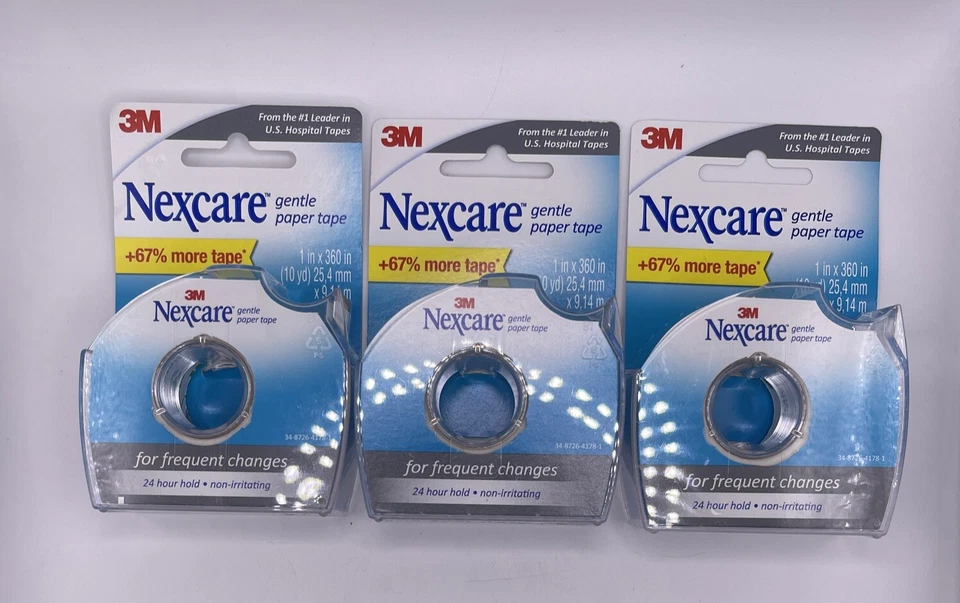 Cinta de papel suave Nexcare 1 pulgada x 10 yardas en dispensador (paquete de 3) CAMBIOS FRECUENTES Foto 1 de 1