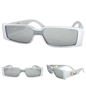 Futuristic Modern Contemporary Retro Party Club Rave DJ SUN GLASSES Silver Frame - Picture 1 of 6