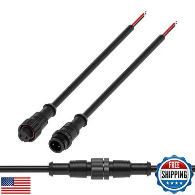 BTF-LIGHTING 2 Pin Electrical Metal nut Connector 18AWG IP67 Male Female Conn - Image 1 of 4