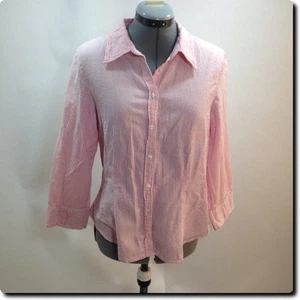 Top M Talbots rosa/blanco manga 3/4 - Imagen 1 de 5
