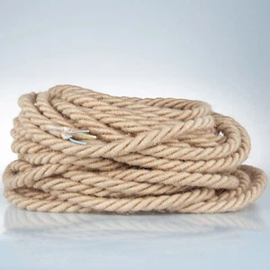 Textilkabel, Stoffkabel, Textilleitung, gedreht, Jute-Seil, ca.16mm, 3x0,75mm - Bild 1 von 4