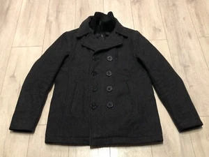 SCHOTT Military Mens Pea Coat GREY Wool SIZE M NICE - Picture 1 of 11