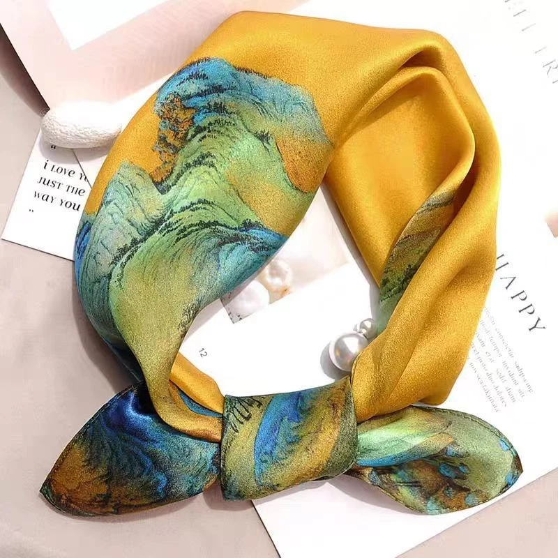 Bufanda cuadrada 100 % seda pura para mujer pañuelo de seda pañuelo pañuelo para el cabello 21"x21" Foto 1 de 1