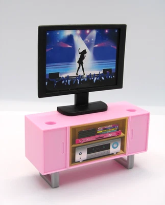 Barbie Big City Big Dreams Dormitorio Rosa TV Soporte Consola Casa de Muñecas Repuesto Foto 1 de 4
