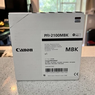 Genuine Canon PFI-2100MBK - Matte Photo Black (160ml) EX 01/2028 NEW  Free Ship - Image 1 of 4